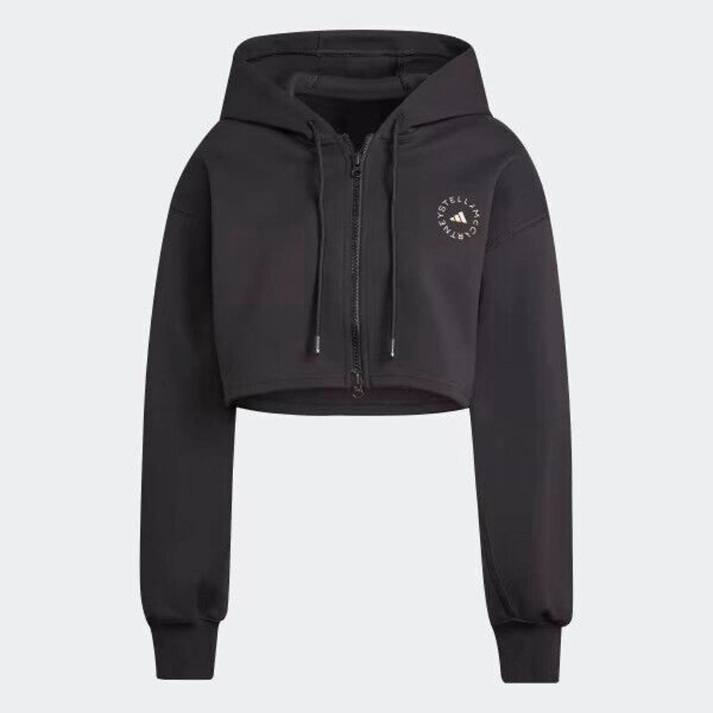 Adidas x Stella McCartney SC Cropped Full Zip Hoodie Black Women's Size Medium - Picture 3 of 12